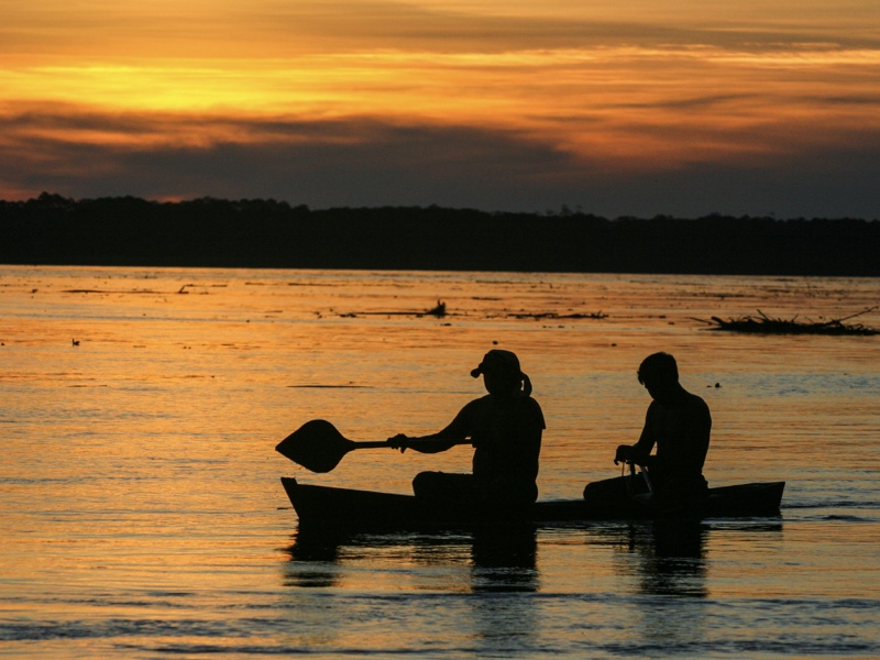 Camina o realiza recorridos en canoa por el Amazonas